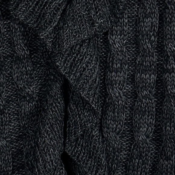 NEW INC Petite chunky knit gray sweater, size SP, cable, ruffle, layer, fall - Picture 2 of 10